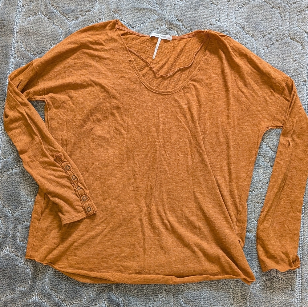 Free People Burnt Orange Long Sleeve Top